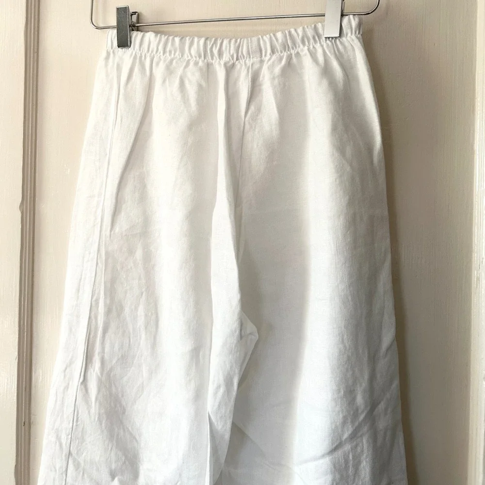 Reformation Olina 100% Linen Pull On Drawstring Pant White XS Coastal Old Money